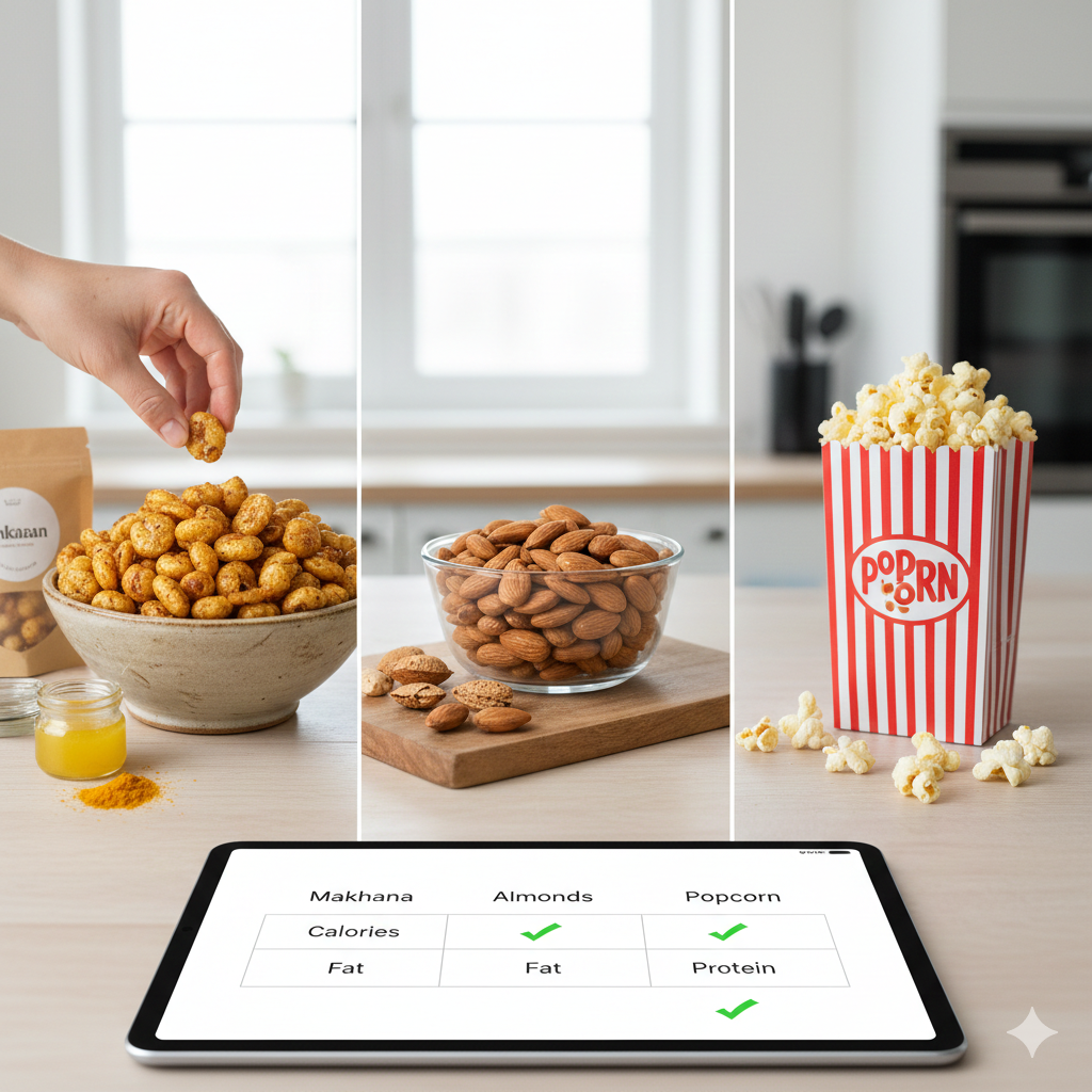 Makhana vs Almonds vs Popcorn – Which is Healthier?